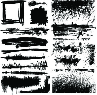 Black Grunge elements Illustration vector 03
