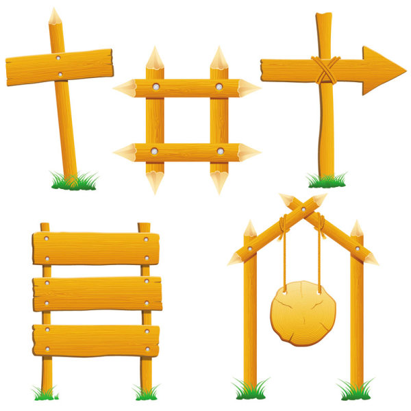Wooden signboards vector background 01