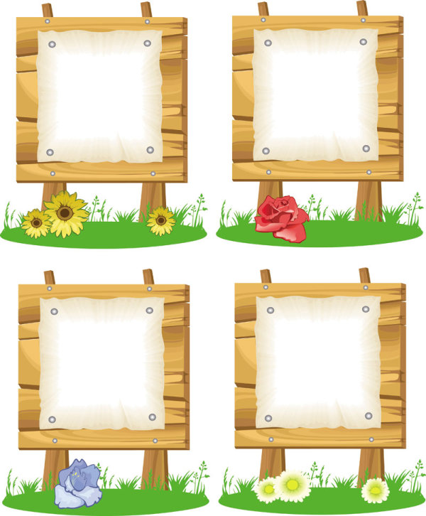 Wooden signboards vector background 05