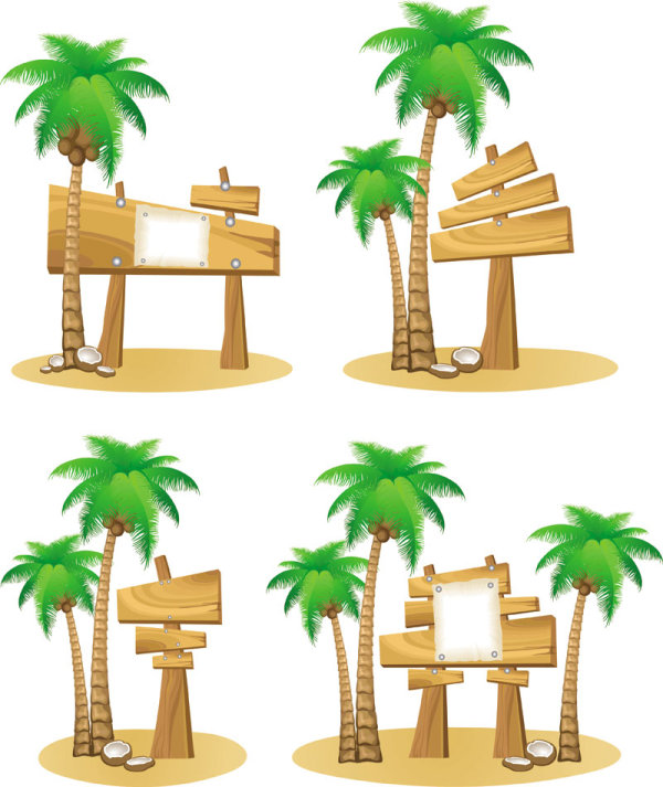 Wooden signboards vector background 06