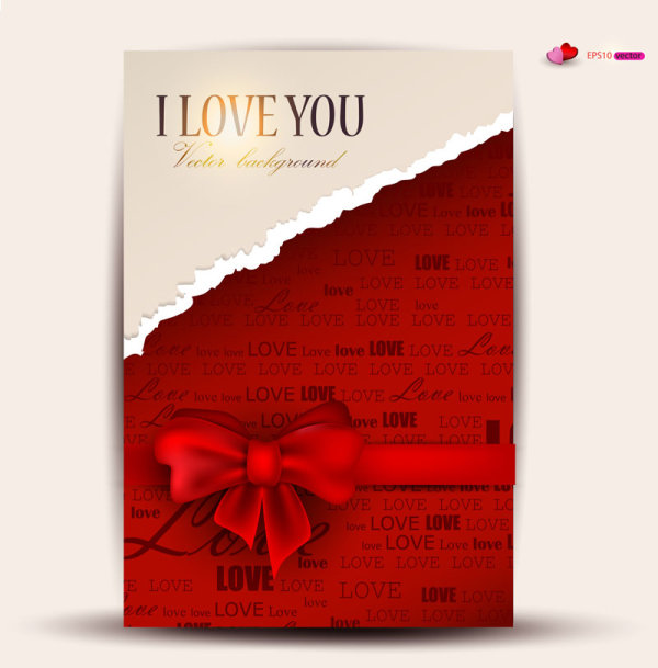 Red Bow Label cards vector 04
