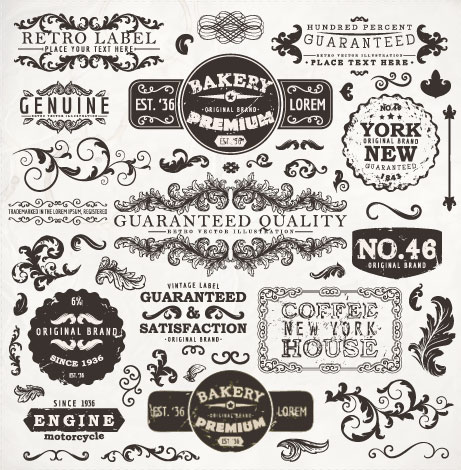 vintage labels label elements element 