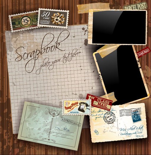 Vintage class mail vector set 02