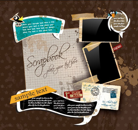 Vintage class mail vector set 03