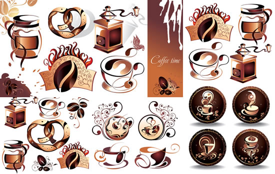 Retro coffee style vector set