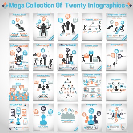 20 Kind business infographics vector set