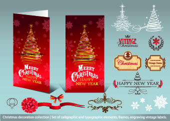 2014 christmas decoration calligraphic with typographic vector 01