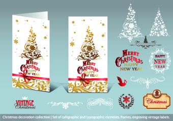 2014 christmas decoration calligraphic with typographic vector 03