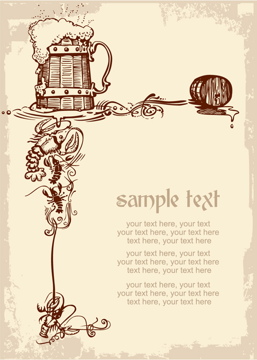 Yellow style beer menu cover design vector 02