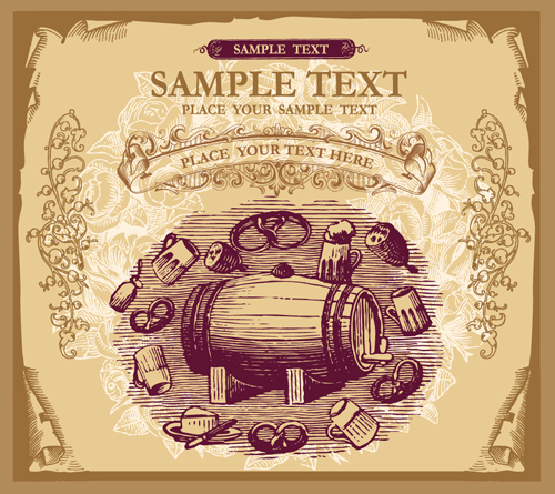 tyle beer menu cover design vector 04 Yellow style beer menu cover design vector 04