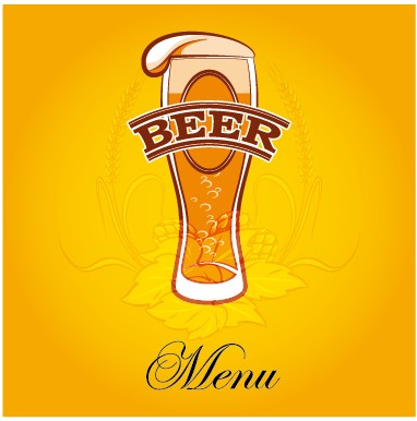 Yellow style beer menu cover design vector 05