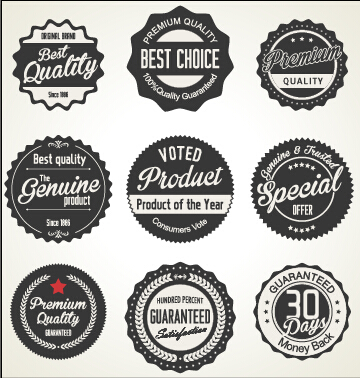 Black business labels with badges vector
