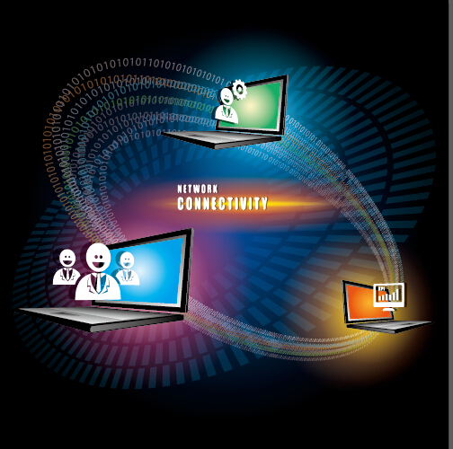 Concept business template network with connectivity vector 01
