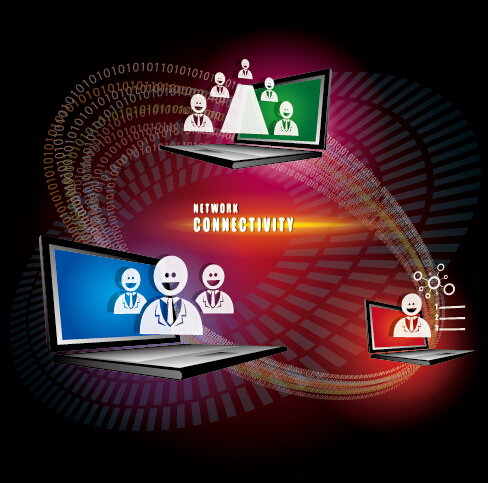 Concept business template network with connectivity vector 02