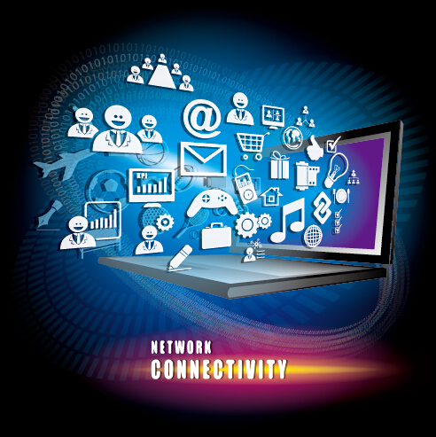 Concept business template network with connectivity vector 03