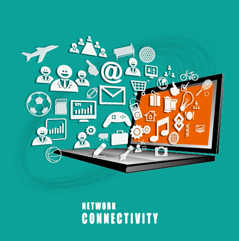 Concept business template network with connectivity vector 04