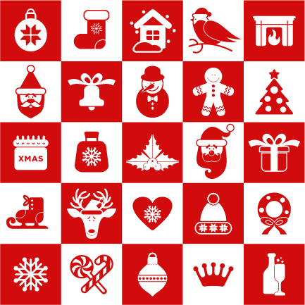 Creative red and white christmas icons