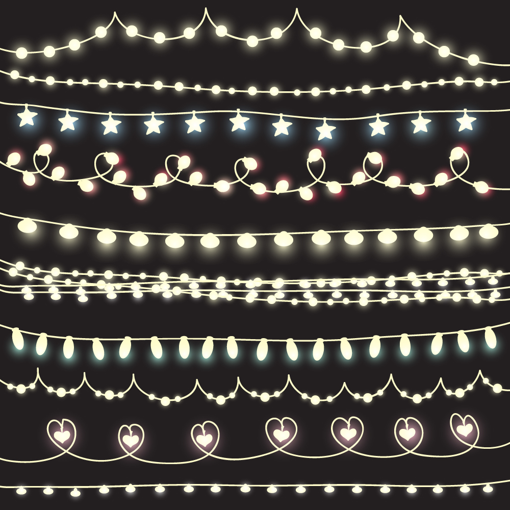 Cute lights borders vector set 01