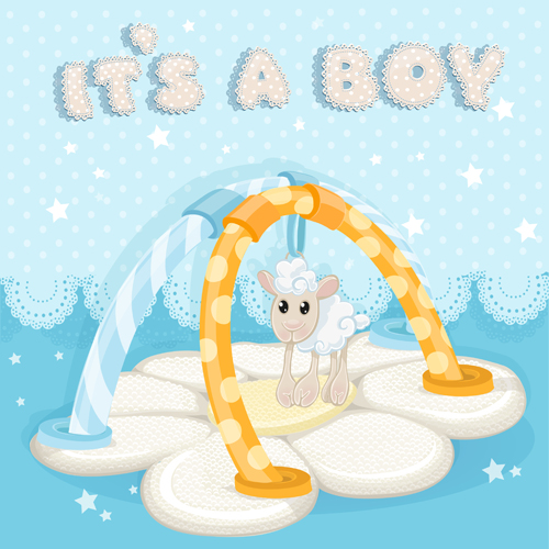 Cute sheep baby card vector 01