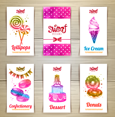 Cute sweet cards vectors material 03