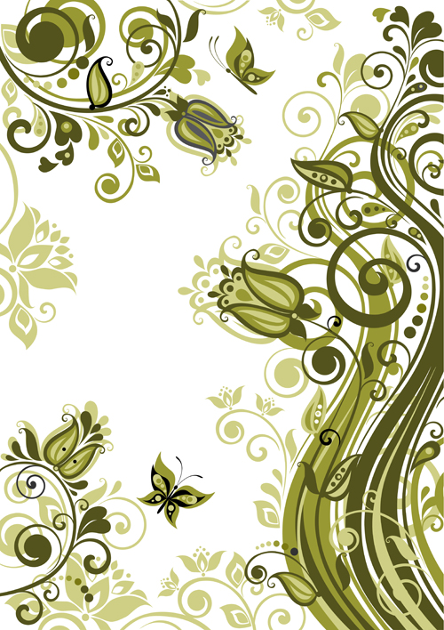 ant green floral vector background 02 Elegant green floral vector background 02