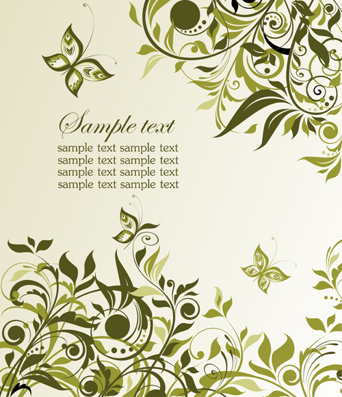 Elegant green floral vector background 03