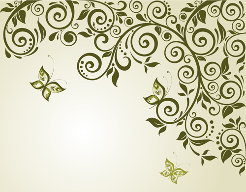 ant green floral vector background 04 Elegant green floral vector background 04