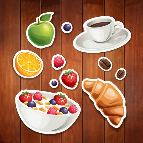 wood stickers food creative background 