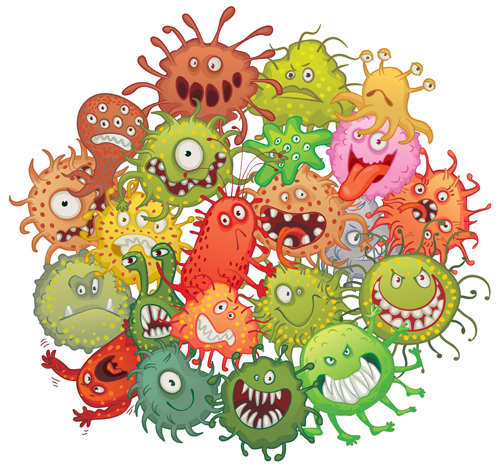 Funny bacteria cartoon styles vector 01