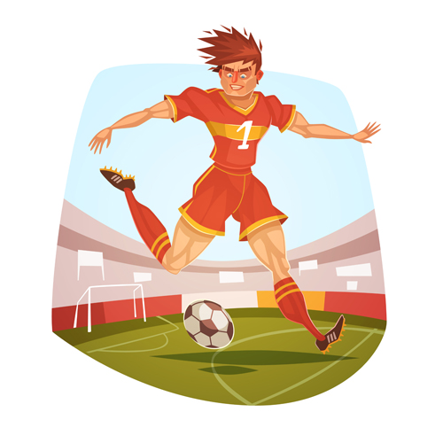 Funny cartoon sporting design vector 03