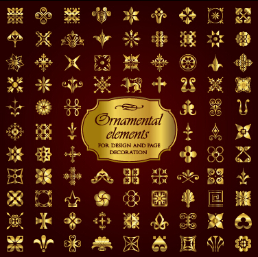Golden christmas ornament elements vectors