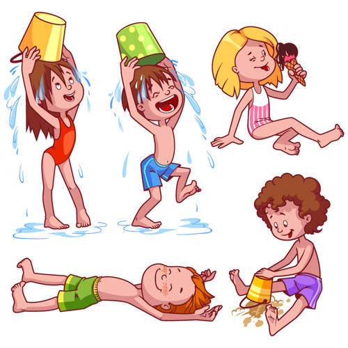 Lovely kids children cartoon graphics vector set 08