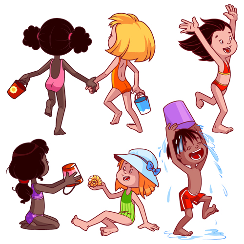 Lovely kids children cartoon graphics vector set 09