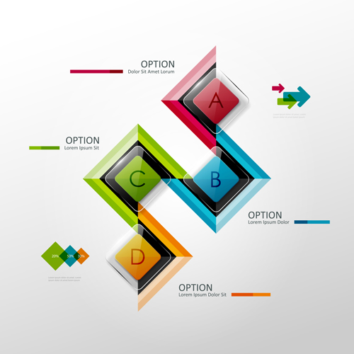 Modern alphabet numbered infographic vector 02