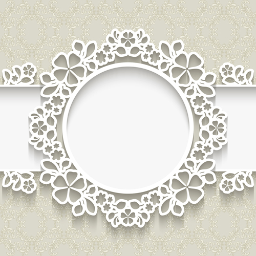 Paper frame with beige background vector 01