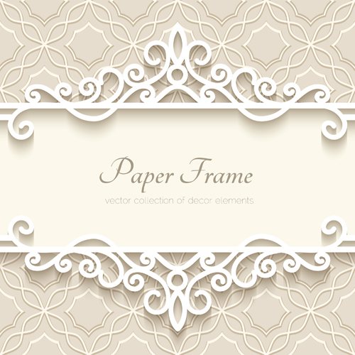 Paper frame with beige background vector 03