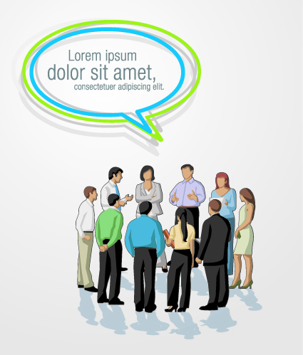 People wit speech bubbles design elements 05