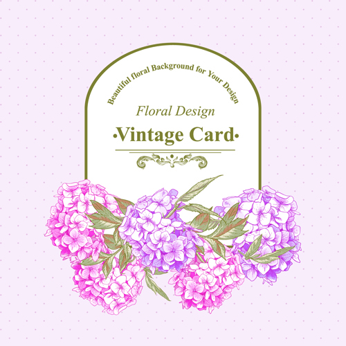 vintage pink floral card vector card 
