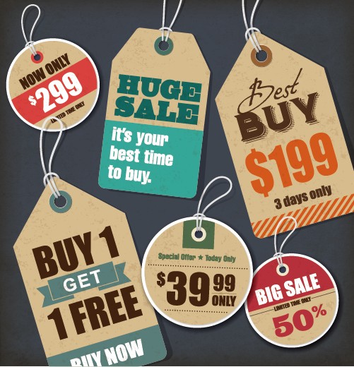 Vector Vintage Price tag set 01