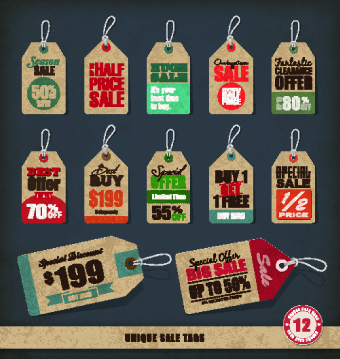 Vector Vintage Price tag set 03