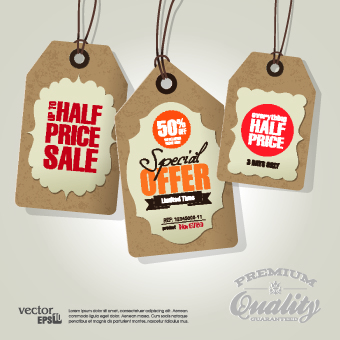 Vector Vintage Price tag set 04