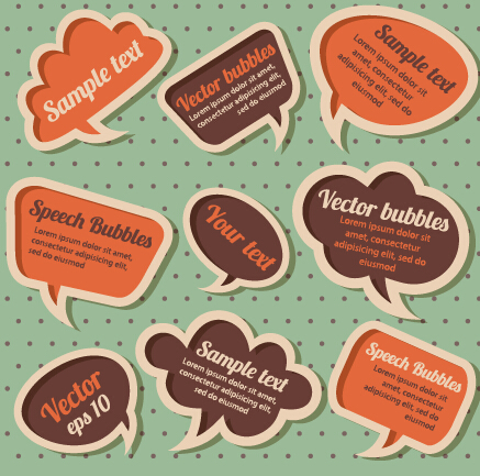 Retro style speech bubbles vector material