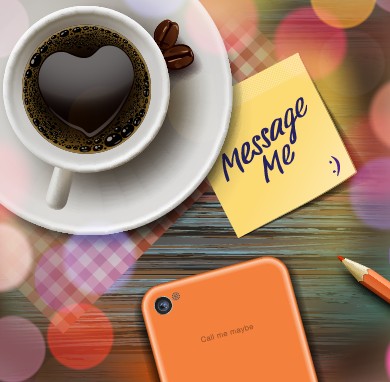 Romantic coffee theme vector background