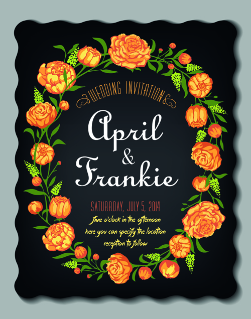 rs wedding Invitations vector set 02 Romantic flowers wedding Invitations vector set 02
