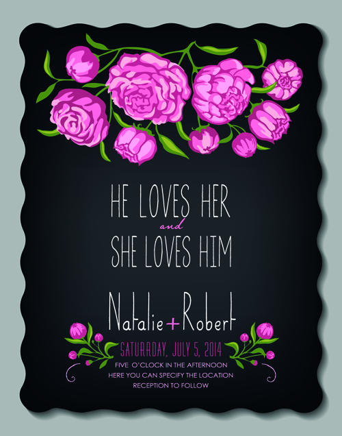 rs wedding Invitations vector set 03 Romantic flowers wedding Invitations vector set 03