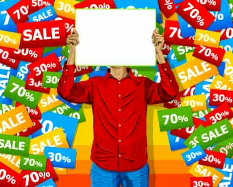 Sale poster with people vector set 05