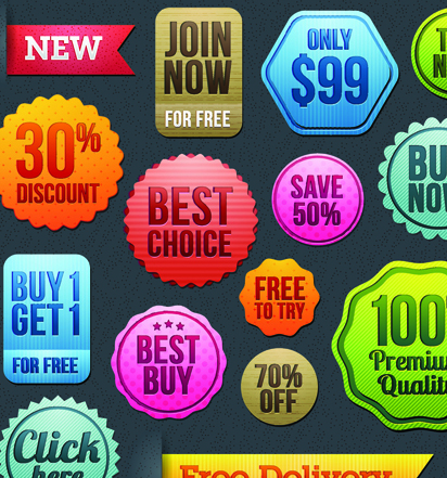 Business elements Stickers and labels vector 01
