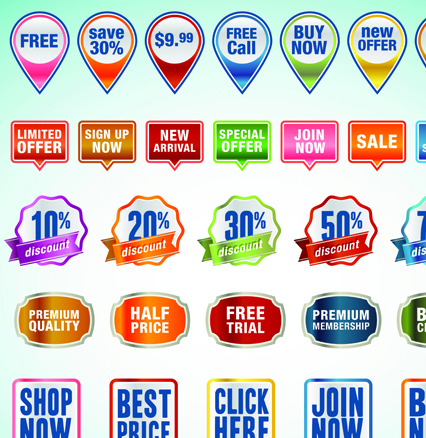 Business elements Stickers and labels vector 02