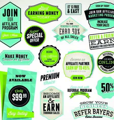 Business elements Stickers and labels vector 04