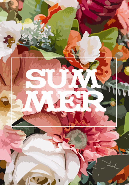 Summer watercolor flower background art vector